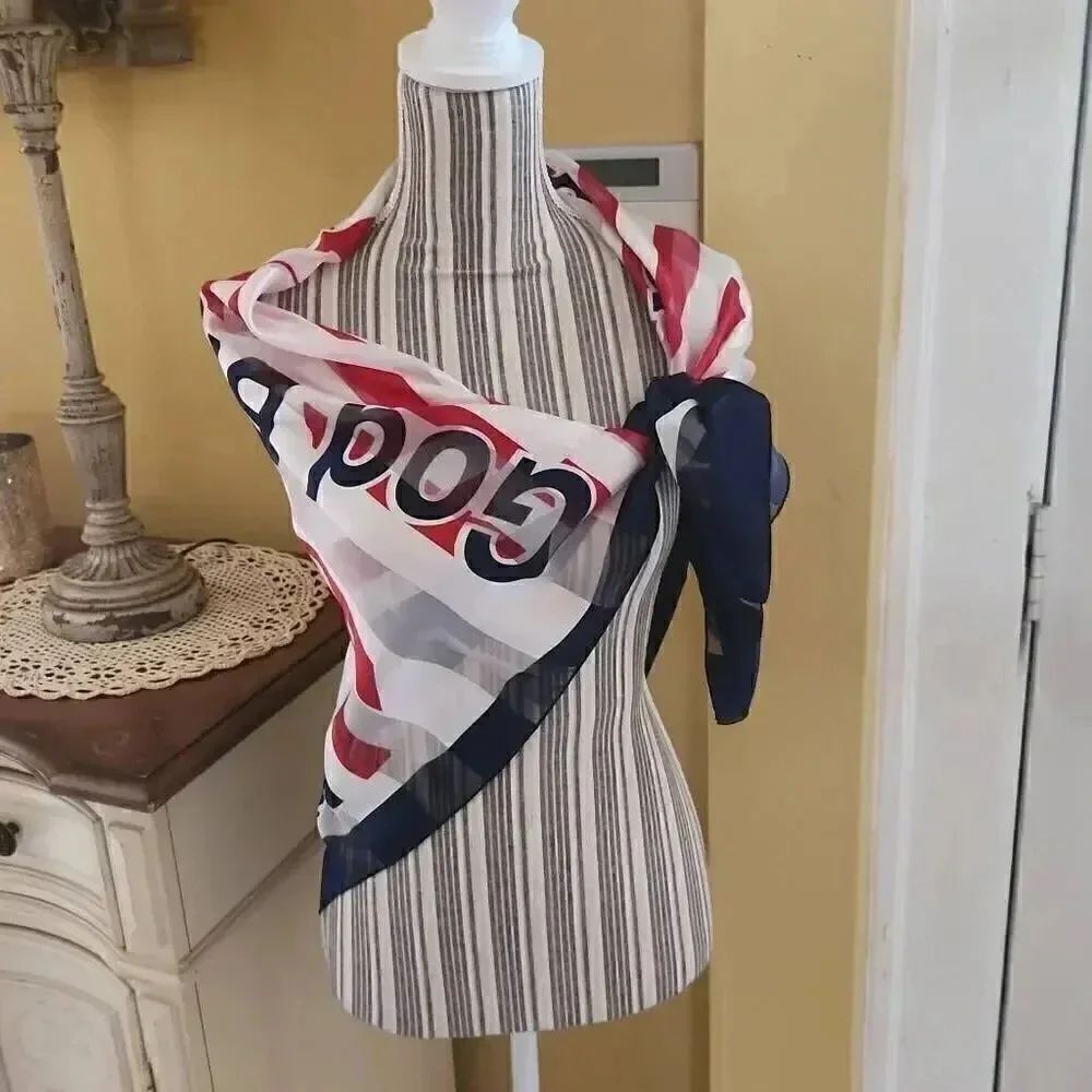 Patriotic God bless America extra large silk scarf - Picture 5 of 7